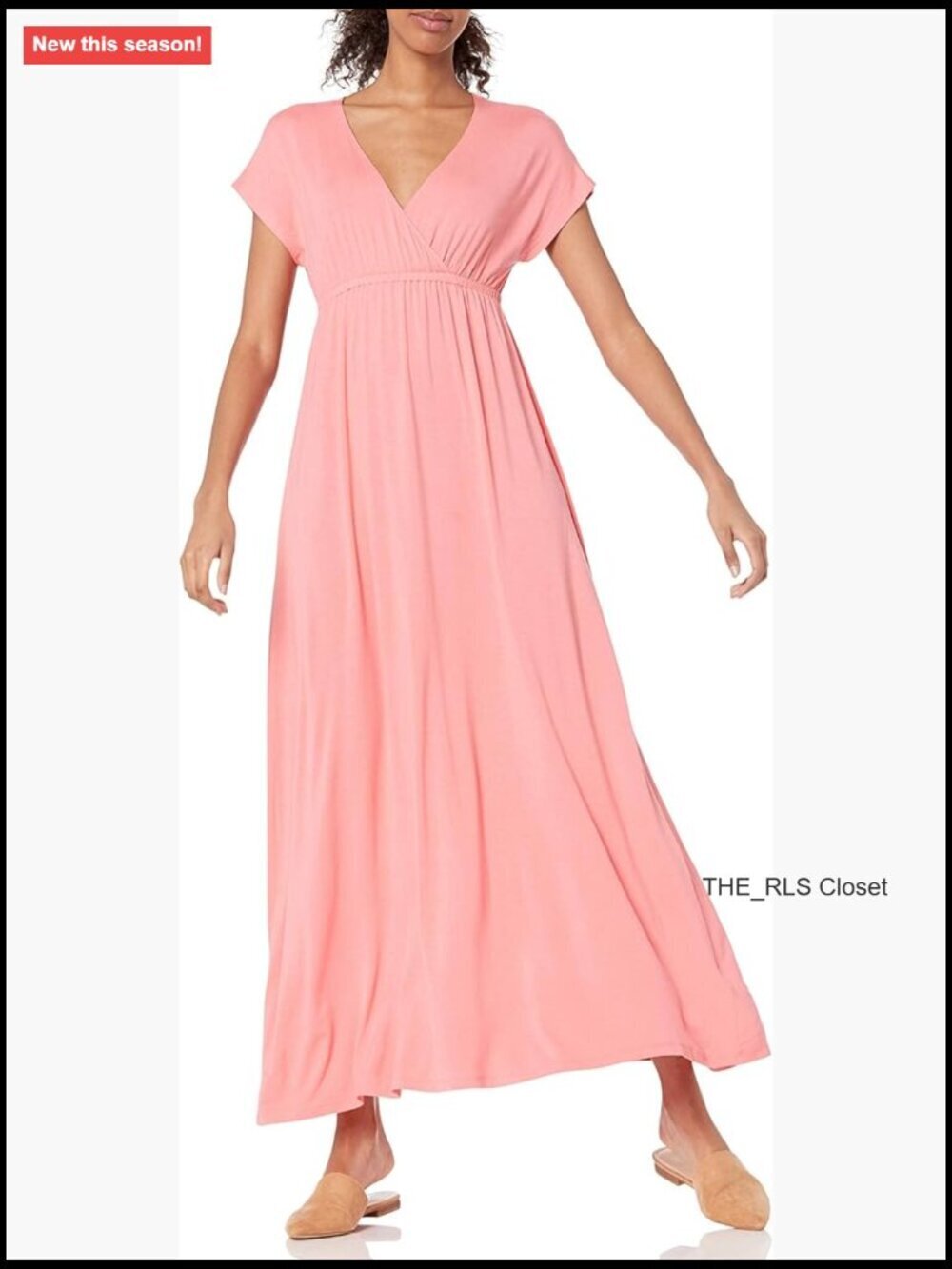 V Neck Short Sleeve Waisted Maxi Dress, Plus Size Casual